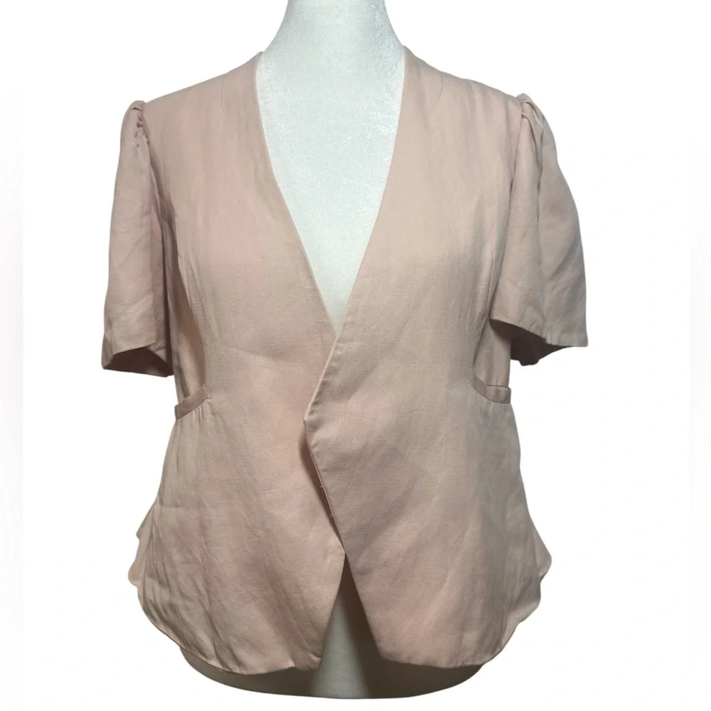 Ulla Johnson Linen Pink Puff Sleeve Blazer Jacket